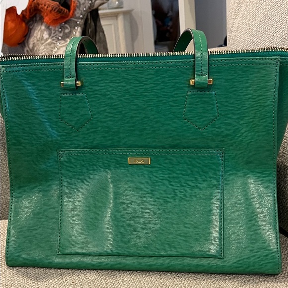 Ralph Lauren Green Leather Tote Bag - Picture 1 of 3